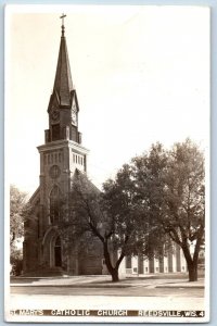 Reedsville Wisconsin WI Postcard RPPC Photo St. Mary's Catholic Church c1950's