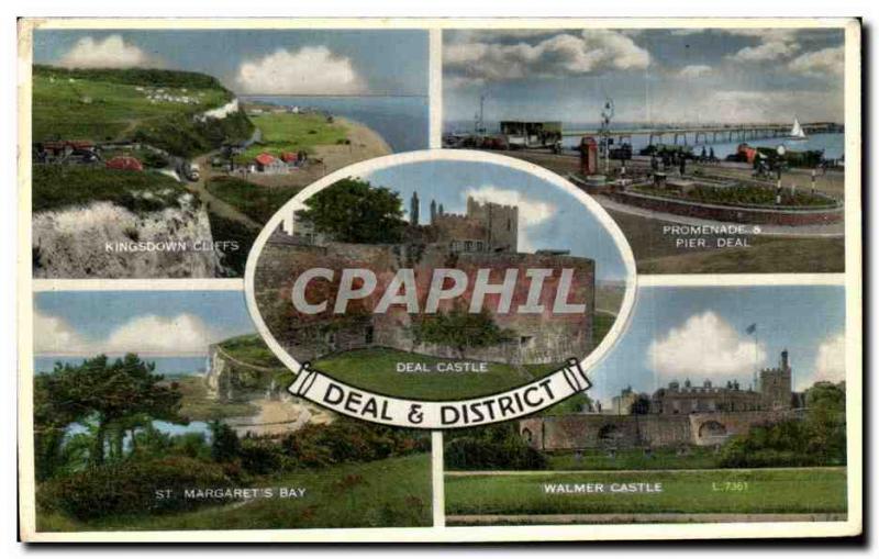 Postcard Old Deal Walmer & District Kingsdown Cliffs castle St Margaret & # 3...