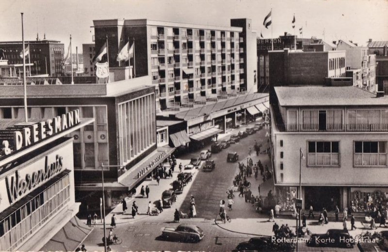 Rotterdam Korte Hoogstraat Strasse Vintage Real Photo Dutch Postcard