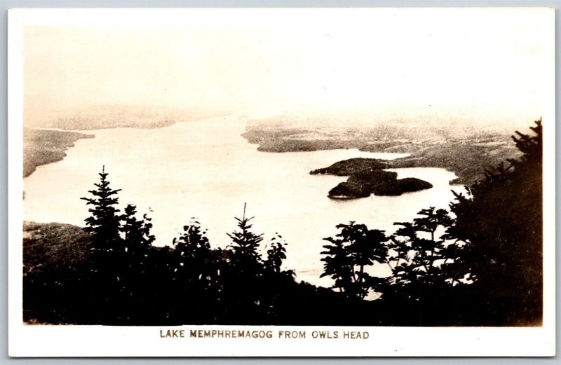 Vtg Newport Vermont VT Lake Memphremagog From Owls Head RPPC Real Photo Postcard