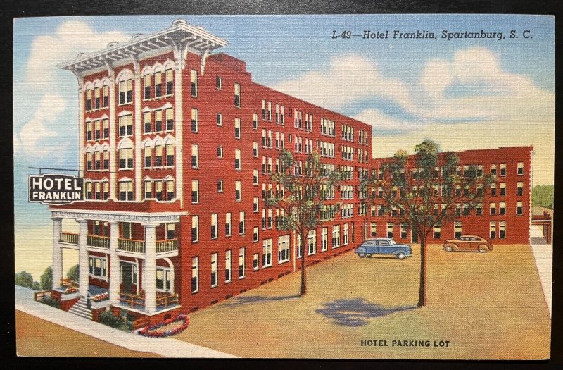 Vintage Postcard 1944 The Hotel Franklin, Spartanburg, South Carolina (SC)