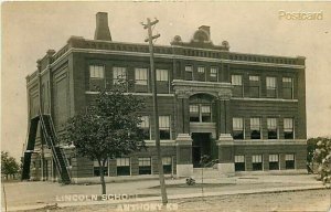 KS, Anthony, Kansas, Lincoln School, RPPC