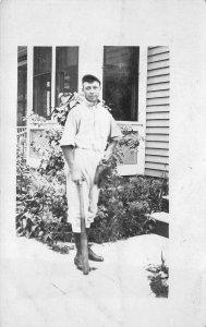 RPPC BASEBALL PLAYER BAT GLOVE HALL OF FAMER HOF ? REAL PHOTO POSTCARD (c. 1910)