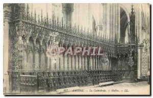 Old Postcard Amiens Cathedral Stalls