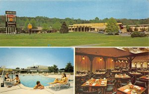 Baltimore Maryland 1960s Postcard Colony 7 Motel Pool Schraft's Restaurant