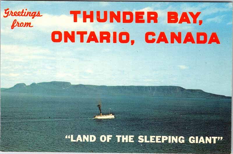 Postcard BOAT SCENE Thunder Bay Ontario ON AK3624
