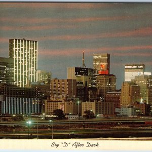 1969 Dallas, TX Comical Big D After Dark Night Skyline Business Southland A221