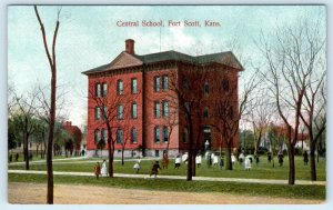 FORT SCOTT, KS Kansas  CENTRAL SCHOOL   c1910s  Bourbon County Postcard
