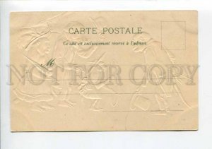 422966 Dressed MONKEY Family TOP HAT Vintage EMBOSSED postcard