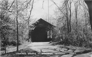 Vermont Brandon Covered Bridge RPPC Photo Postcard 22-9582