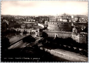 Roma Ponte E Castel S. Angelo Rome Italy Real Photo RPPC Postcard