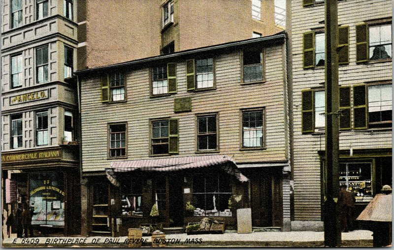 Vtg Boston,MA Birthplace Of Paul Revere Suffolk County Massachusetts Postcard