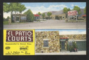 SIERRA BLANCA TEXAS EL PATIO COURTS MOTEL LINEN ADVERTISING POSTCARD