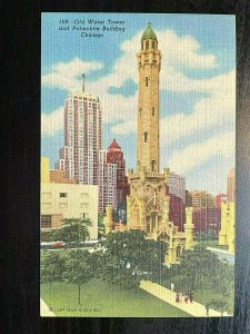 Vintage Postcard 1950 Old Water Tower, Palmolive Bldg., Chicago, Illinois (IL)