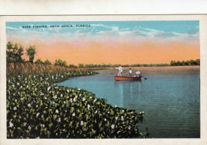 P1748 old unused postcard  bass fishing near ocala florida