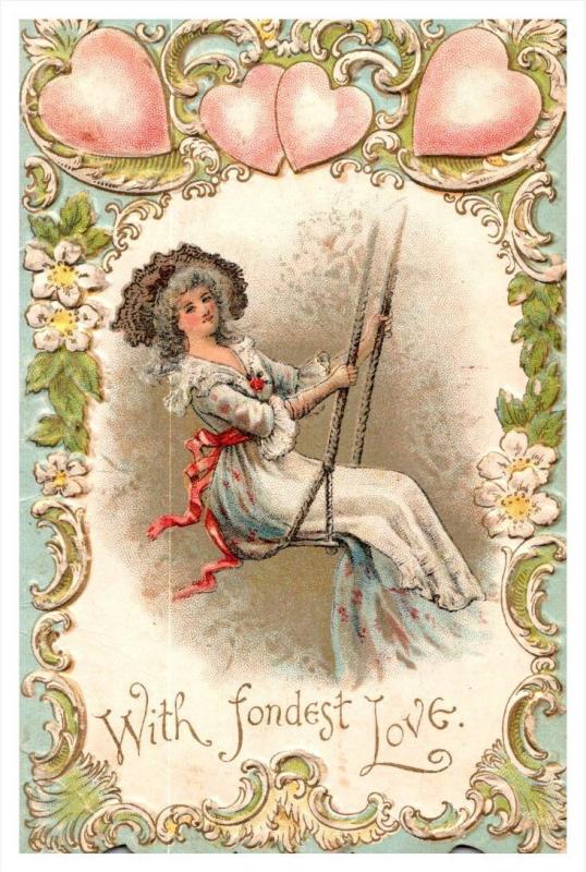 Valentine  Lady on swing, poem on back