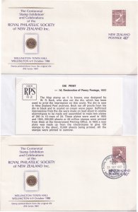 Die Print 1d Restoration Of Penny Postage Specimen New Zealand 2x FDC s