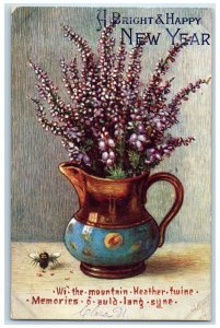 1910 New Year Flowers In Vase Oilette Tuck's St. Paul Minnesota MN Postcard