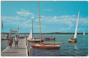 Sail Boats, Lake, Pier, 40-60's