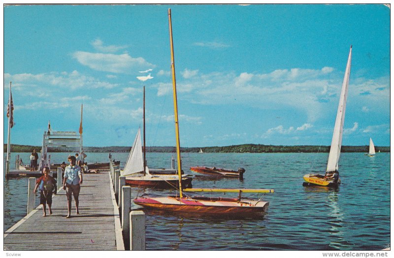 Sail Boats, Lake, Pier, 40-60's