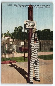 1956 ST AUGUSTINE FLORIDA THE WHIPPING POST AT THE OLD JAIL  POSTCARD P2681