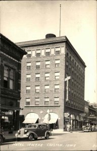 Creston Iowa IA Hotel Iowana Street Scene Real Photo Vintage Postcard