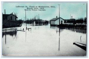 1913 Lefferson St. Flood at Middletown Ohio OH Antique Unposted Postcard