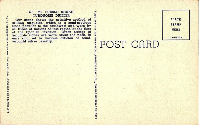 Pueblo Indian Turquoise Driller Vintage Postcard Standard View Card 