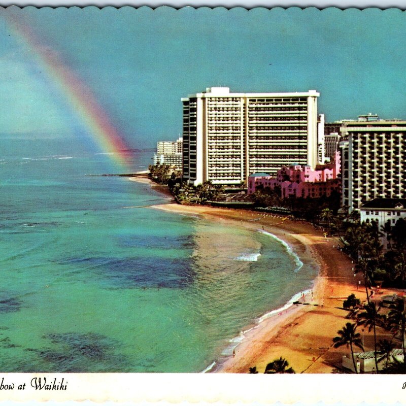 c1970s Honolulu, HI Sunrise Rainbow Waikiki Paradise Sheraton Hotel 4x6 PC M16