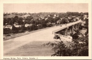 Vintage Postcard ON Paris Highway Bridge over Grand River Classic Cars 1940s S96