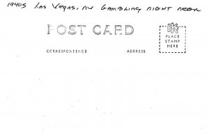 Postcard RPPC Nevada Las Vegas Gambling Night Neon 1940s 23-6184