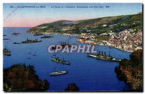 Old Postcard Villefranche Sur Mer Rade And I & # 39Escadre Boat