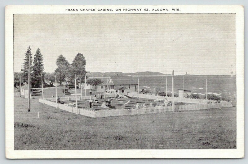 Algoma Wisconsin~Frank Chapek Cabins~Guests Play Miniature Golf~1940s B&W Linen 