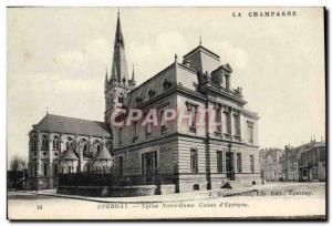 Old Postcard Epernay Notre Dame Church Caisse d & # 39Epargne