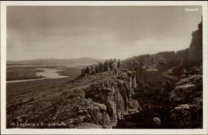 Logberg a Pingvollum Iceland Island Real Photo Postcard