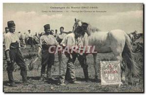 Old Postcard Horse Riding Equestrian Morocco Campaign 1907 1908 Camp bouchero...