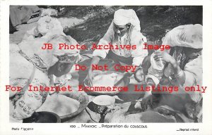 Native Ethnic Culture Costume, RPPC, Morocco, Women Preparing Couscous