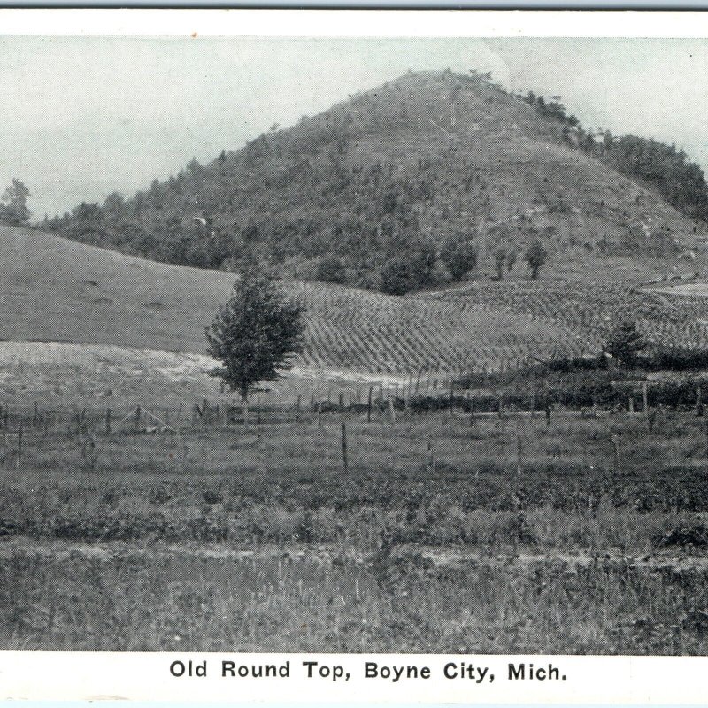 c1910s Boyne City, Mich. Old Round Top Hill Mound Litho Photo Postcard MI A158