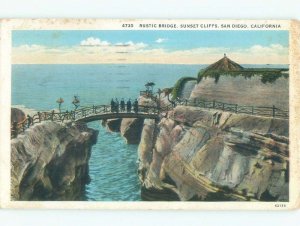 W-Border RUSTIC BRIDGE AT SUNSET CLIFFS San Diego California CA d4916