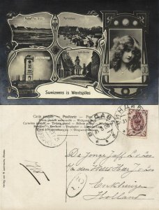 latvia russia, VENTSPILS WINDAU виндава, Market, Tower, Church (1908) Postcard