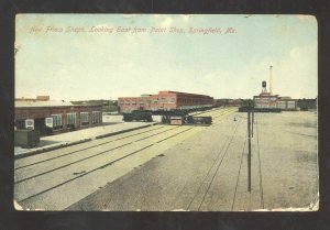 SPRINGFIELD MISSOURI FRISCO RAILROAD DEPOT TRAIN STATION SHOPS VINTAGE POSTCARD