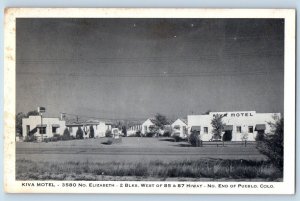 Pueblo Colorado CO Postcard Kiva Motel North Entrance Elizabeth c1940 Vintage