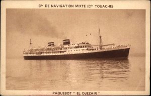 Steamship Boats, Ships Paquebot El Djezair Cie Touache c1900s-20s Postcard
