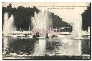 Old Postcard Versailles Park Basin of Apollo the waters of the Great Day