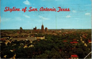 Vtg 1960s Skyline of San Antonio Texas Birdseye View TX Mirro-Krome Postcard