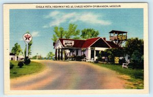 BRANSON, MO Missouri CHULA VISTA Roadside Gas Station & TOWER c1940s Postcard