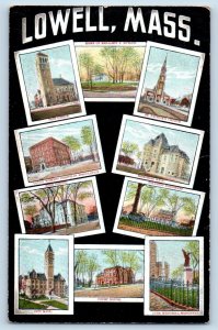 Lowell Massachusetts Postcard Buildings Multiview Exterior 1921 Vintage Unposted
