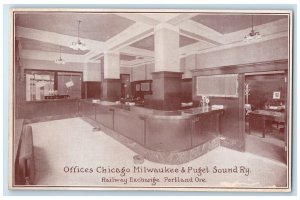 c1910's Offices Chicago Milwaukee & Puget Sound Railway Portland OR Postcard