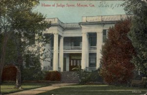 Macon Georgia GA Judge Speer Home 1900-20s Vintage Postcard