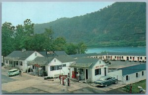 GAS STATION EDGEWATER STEAK HOUSE & MOTEL W.Va VINTAGE POSTCARD